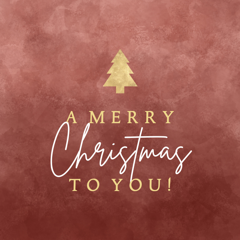 Weihnachtskarten - Weihnachtskarte Baum und Schrift in Goldoptik