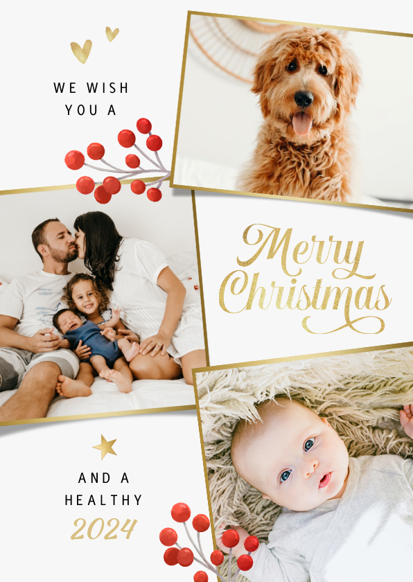 Weihnachtskarten - Weihnachtskarte Bilderreihe und rote Beeren