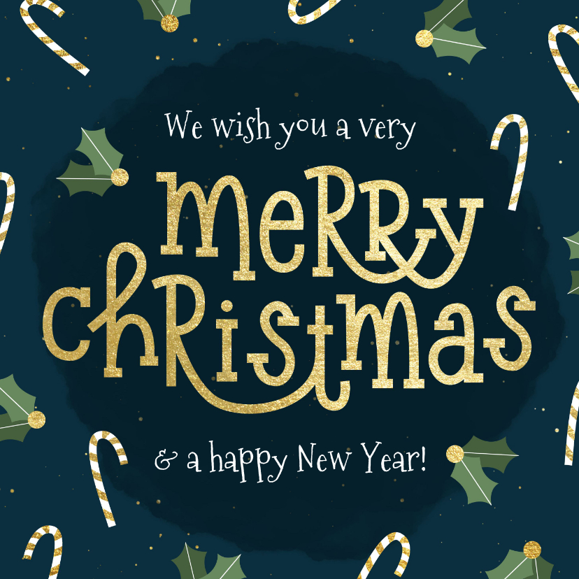 Weihnachtskarten - Weihnachtskarte dunkelblau 'Merry Christmas'