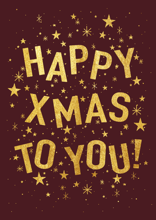 Weihnachtskarten - Weihnachtskarte dunkelrot Happy Xmas