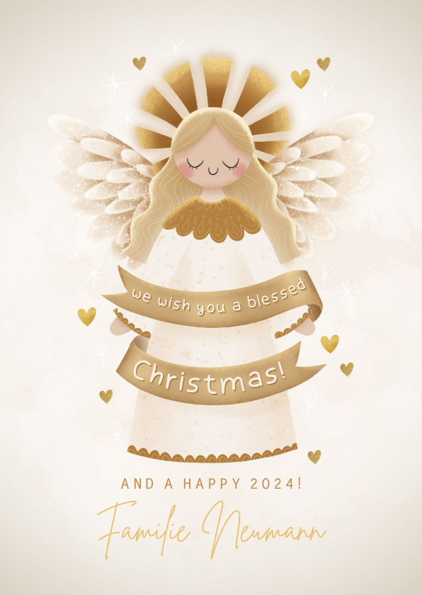 Weihnachtskarten - Weihnachtskarte Engel 'Blessed Christmas'