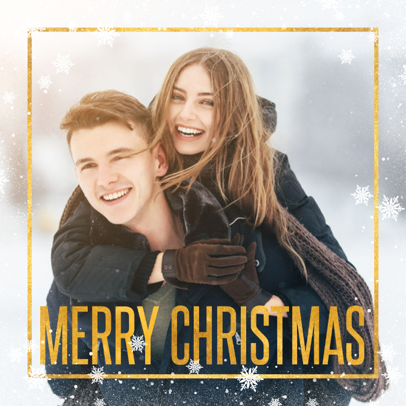 Weihnachtskarten - Weihnachtskarte Foto Merry Christmas & Schneeflocken