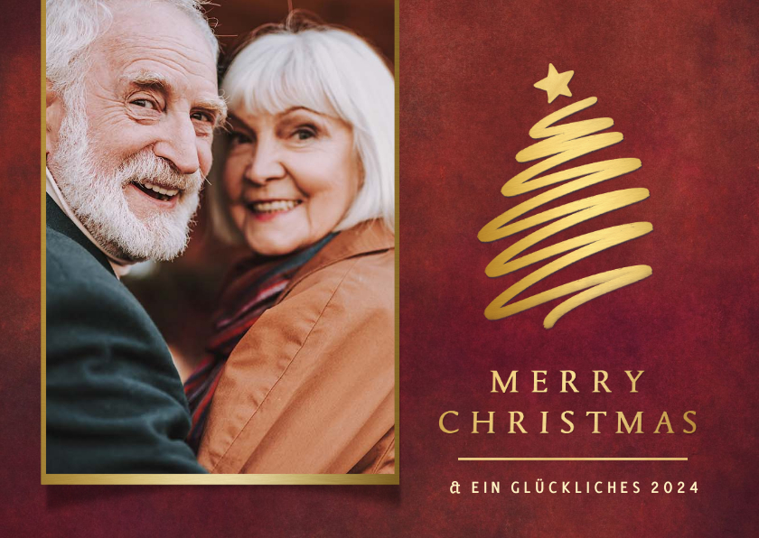 Weihnachtskarten - Weihnachtskarte Foto & goldenes Bäumchen