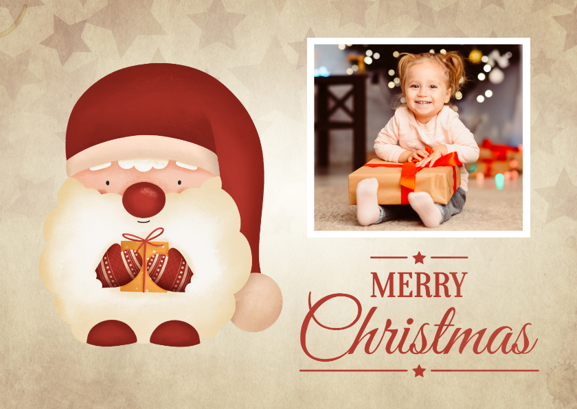 Weihnachtskarten - Weihnachtskarte Foto & kleiner Weihnachtsmann