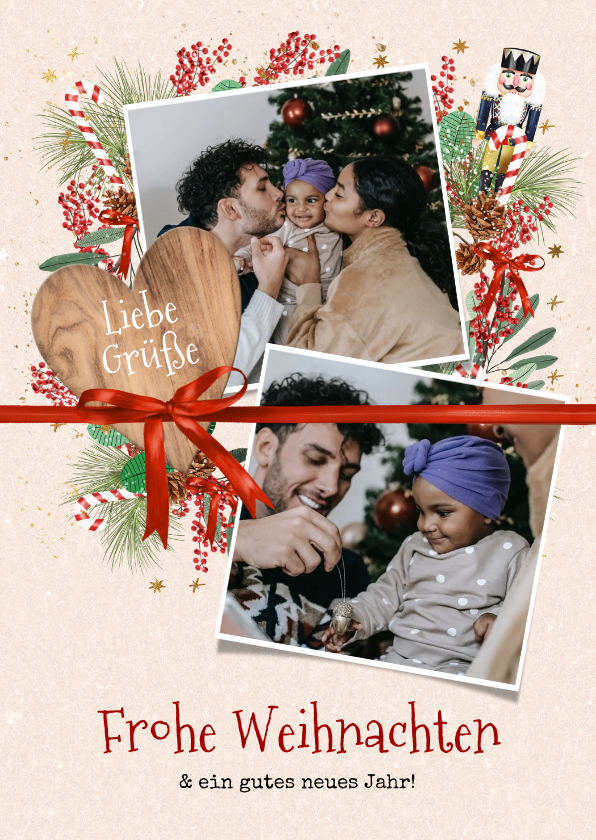 Weihnachtskarten - Weihnachtskarte Fotos mit Schleife