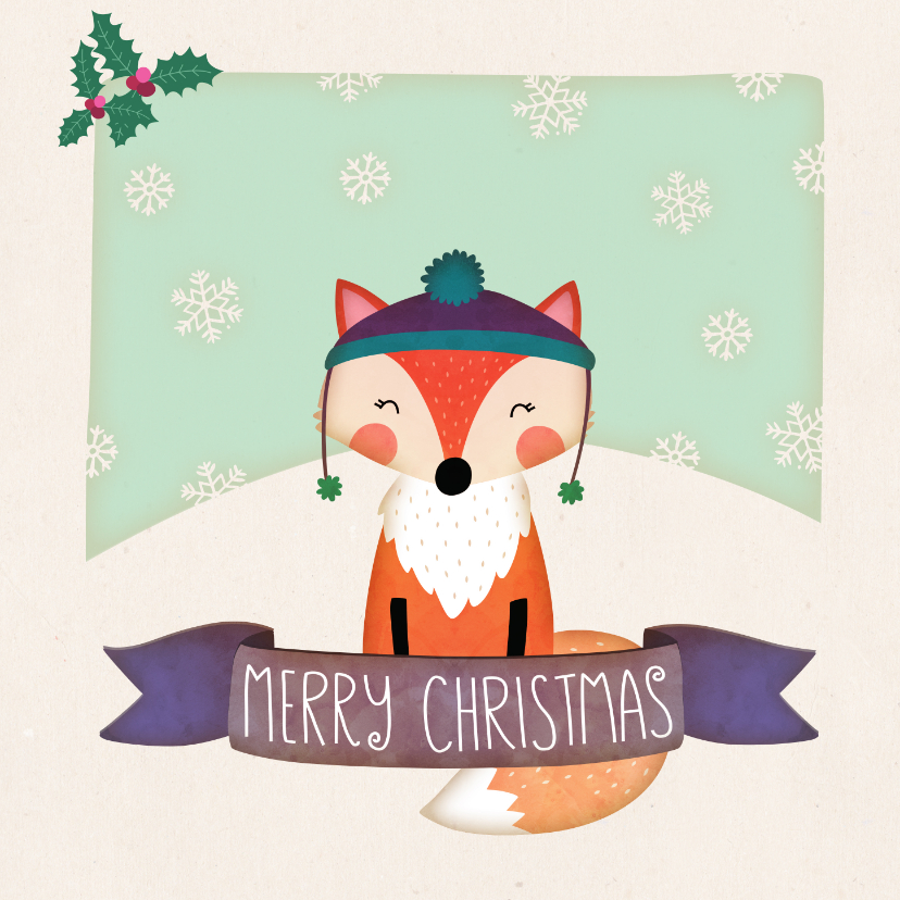 Weihnachtskarten - Weihnachtskarte Fuchs mit Wintermütze