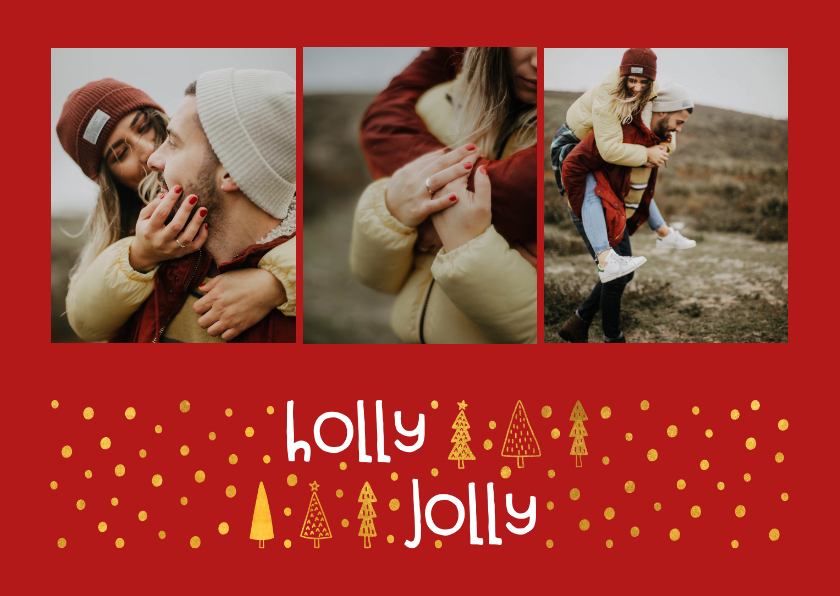 Weihnachtskarten - Weihnachtskarte Holly Jolly Fotocollage