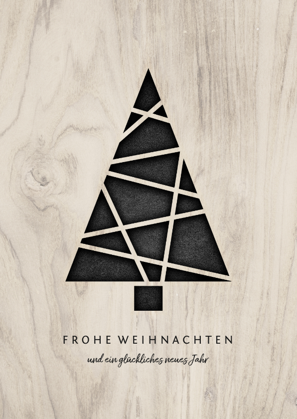 Weihnachtskarten - Weihnachtskarte Holzlook mit Weihnachtsbaum