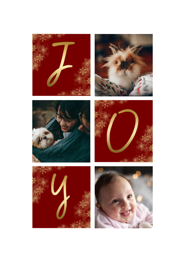 Weihnachtskarten - Weihnachtskarte JOY mit Fächern und Fotos