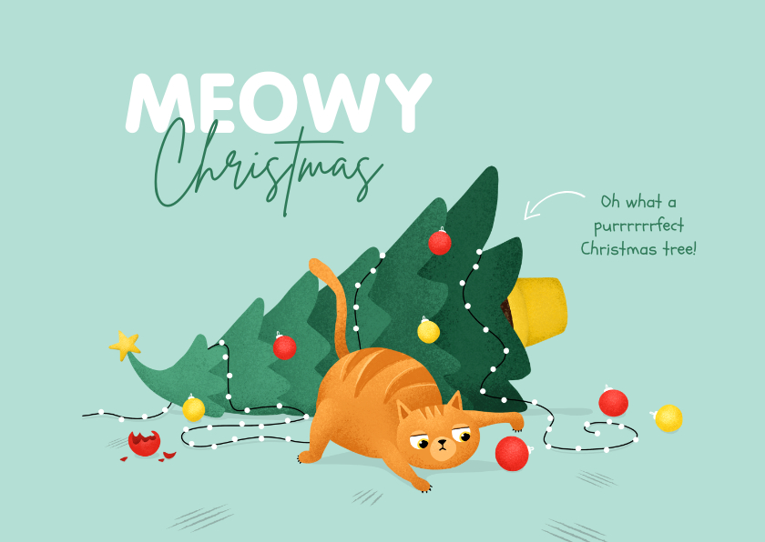 Weihnachtskarten - Weihnachtskarte Meowy Christmas