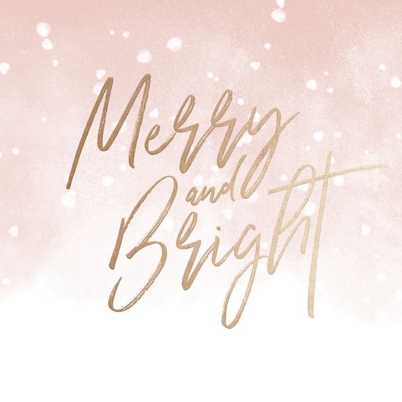 Weihnachtskarten - Weihnachtskarte Merry & Bright mit Schneeflocken