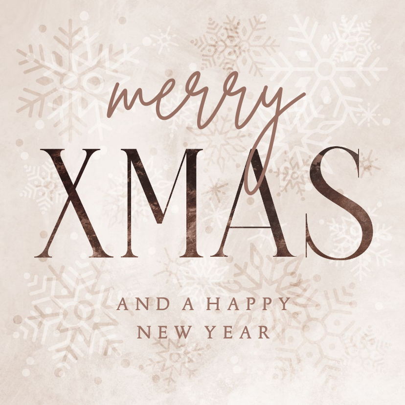 Weihnachtskarten - Weihnachtskarte Merry XMAS Schneekristalle