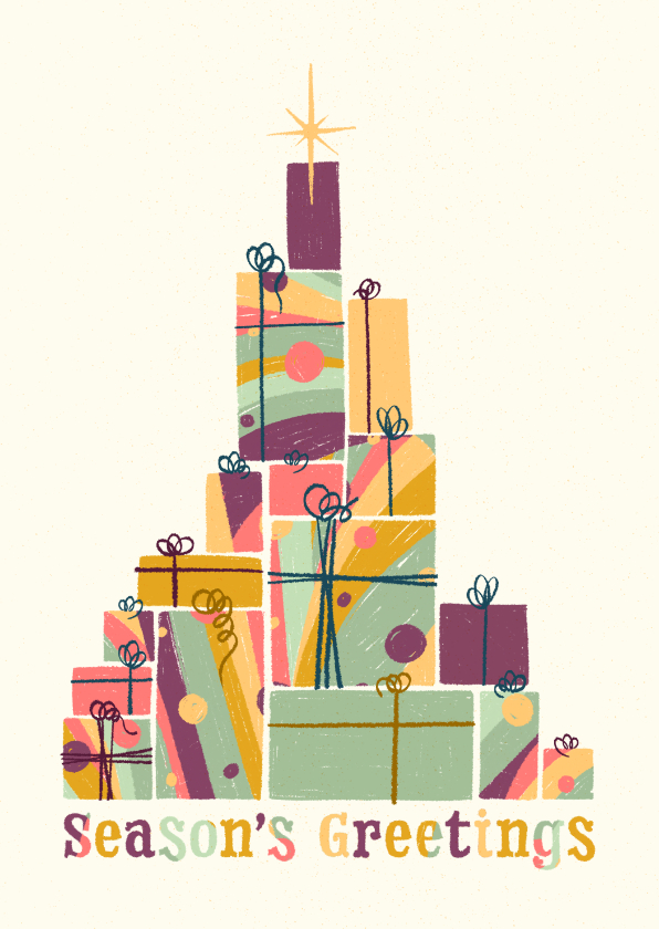 Weihnachtskarten - Weihnachtskarte mit bunten Geschenken