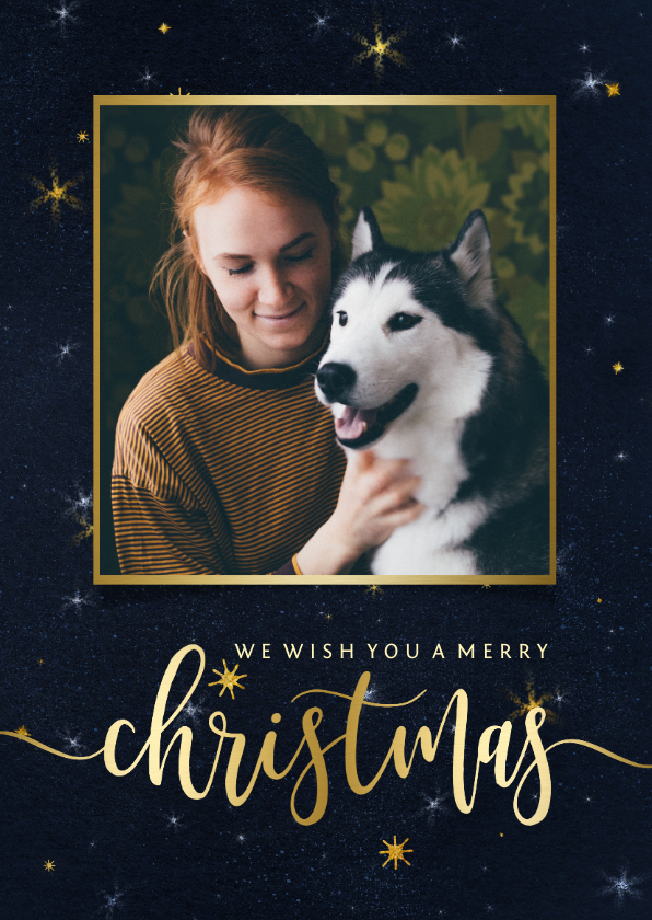 Weihnachtskarten - Weihnachtskarte mit Foto und Schrift in Goldlook