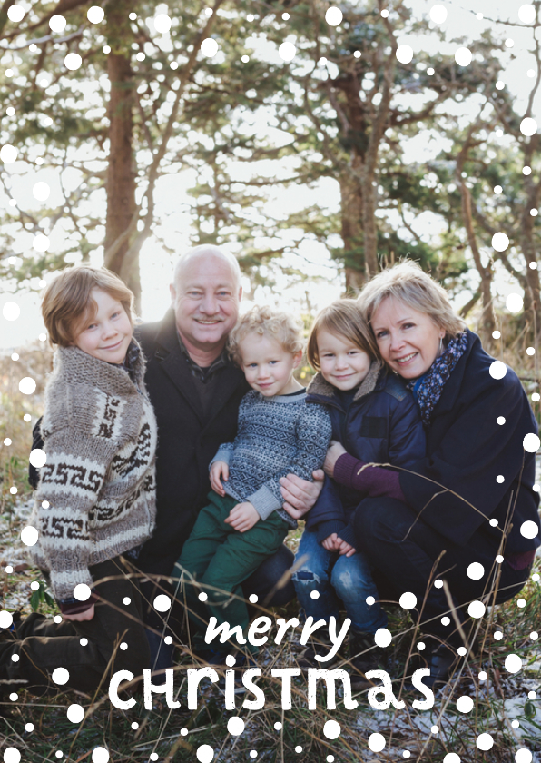 Weihnachtskarten - Weihnachtskarte mit Foto und weißen Konfetti