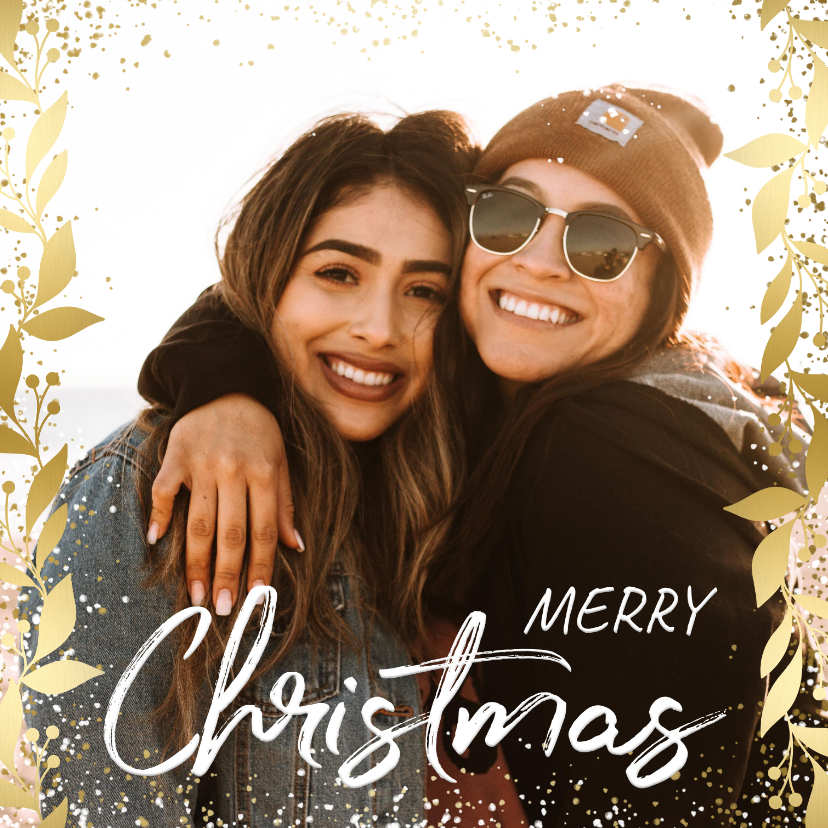 Weihnachtskarten - Weihnachtskarte mit Goldakzenten und großem Foto