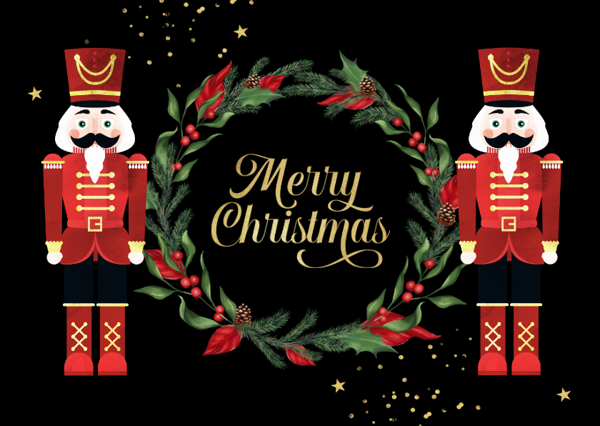 Weihnachtskarten - Weihnachtskarte mit Nussknackern 'Merry Christmas'