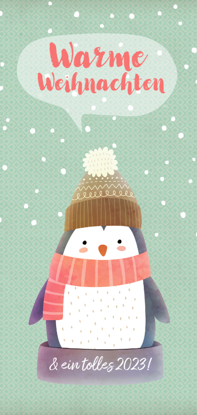 Weihnachtskarten - Weihnachtskarte Pinguin mit Schal