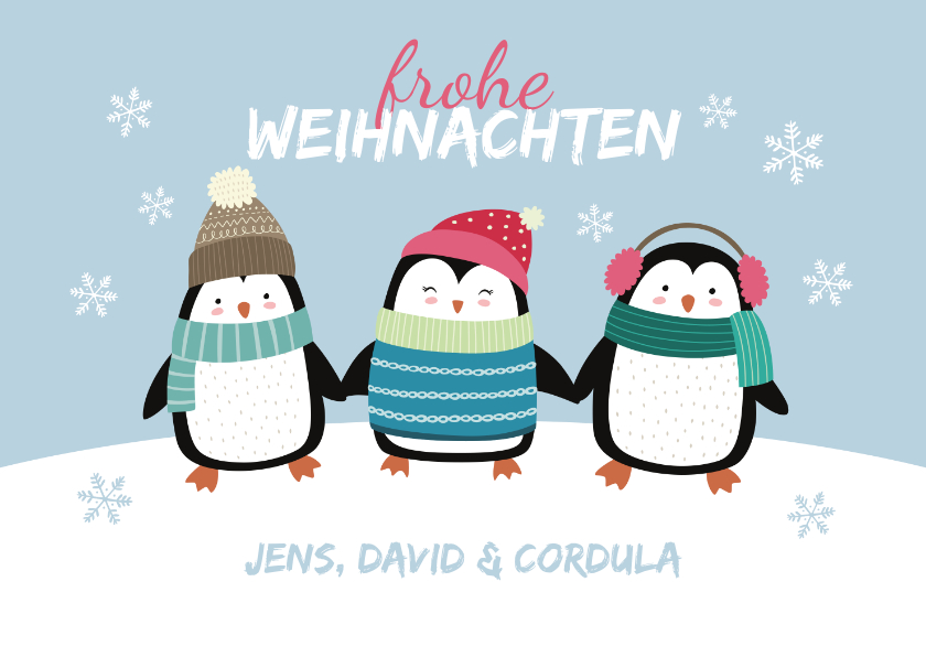 Weihnachtskarten - Weihnachtskarte Pinguine im Schnee