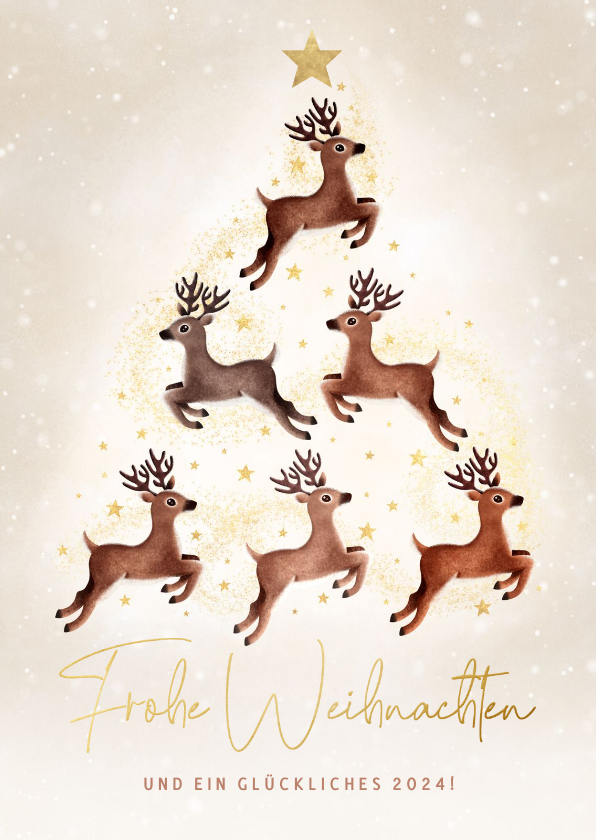 Weihnachtskarten - Weihnachtskarte Rentiere in Weihnachtsbaum