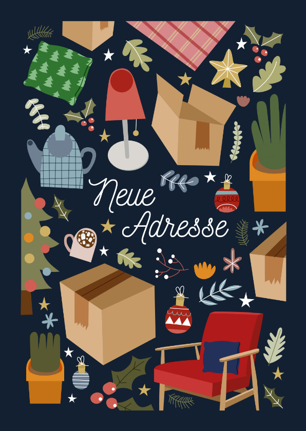Weihnachtskarten - Weihnachtskarte Umzug Neue Adresse Illustration