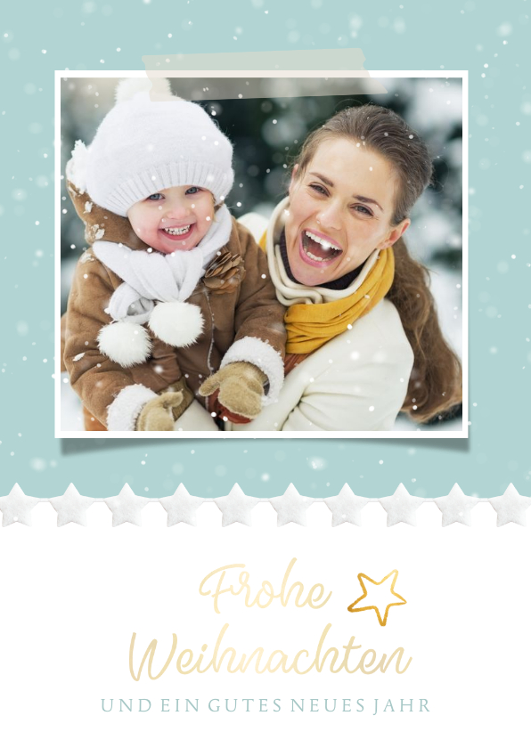 Weihnachtskarten - Weihnachtskarte winterlich Foto und Schneeflocken