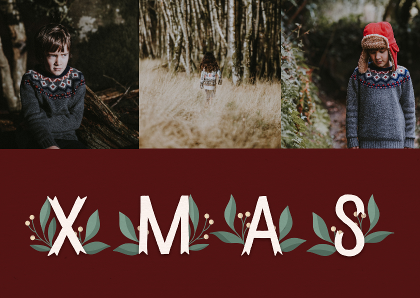 Weihnachtskarten - Weihnachtskarte XMAS mit Zweigen